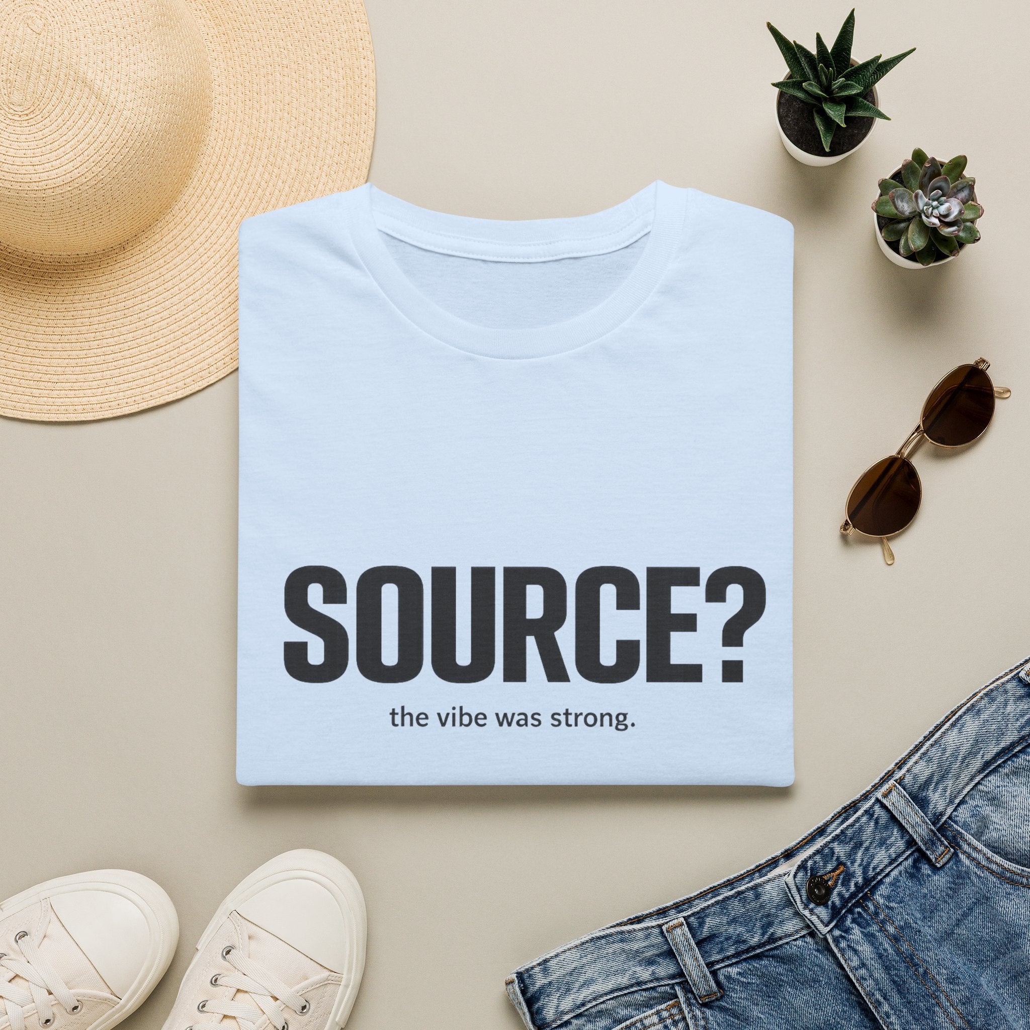 SOURCE? T-Shirt — "the vibe was strong" Minimalist Graphic Tee