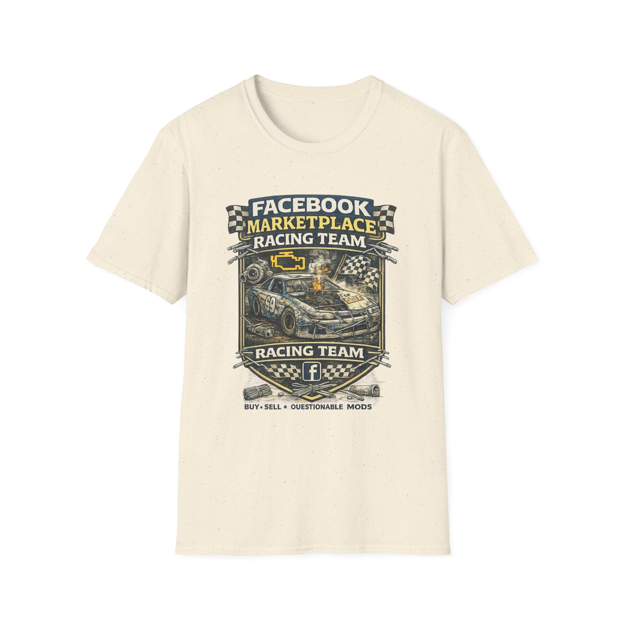 Facebook Marketplace Racing Team T-Shirt — Vintage Racing Car Graphic Tee
