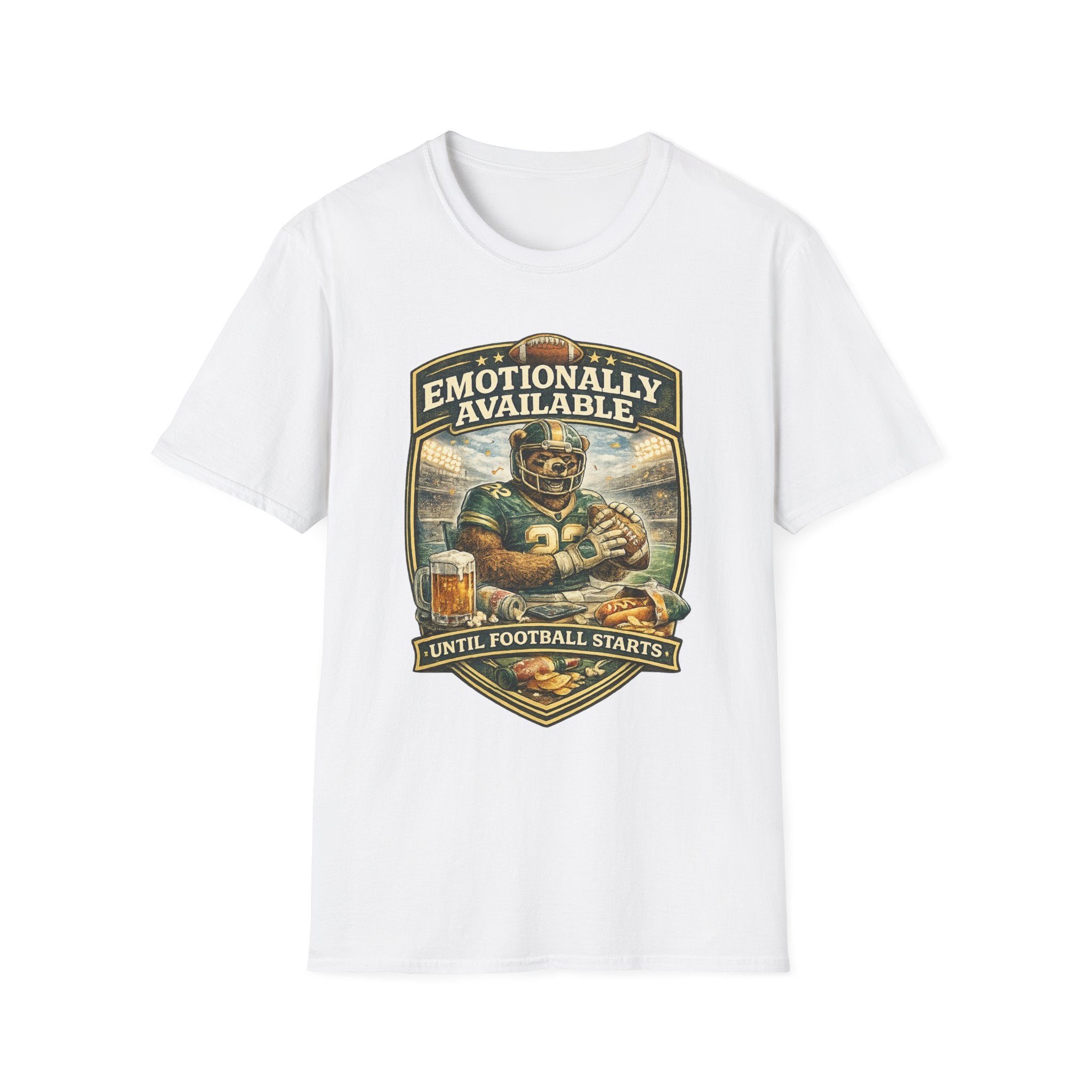 Emotionally Available Until Football Starts T-Shirt — Funny Football Fan Tee