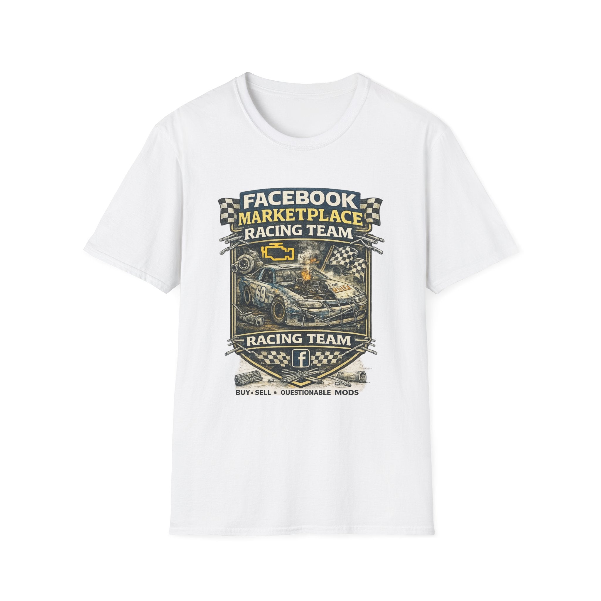 Facebook Marketplace Racing Team T-Shirt — Vintage Racing Car Graphic Tee