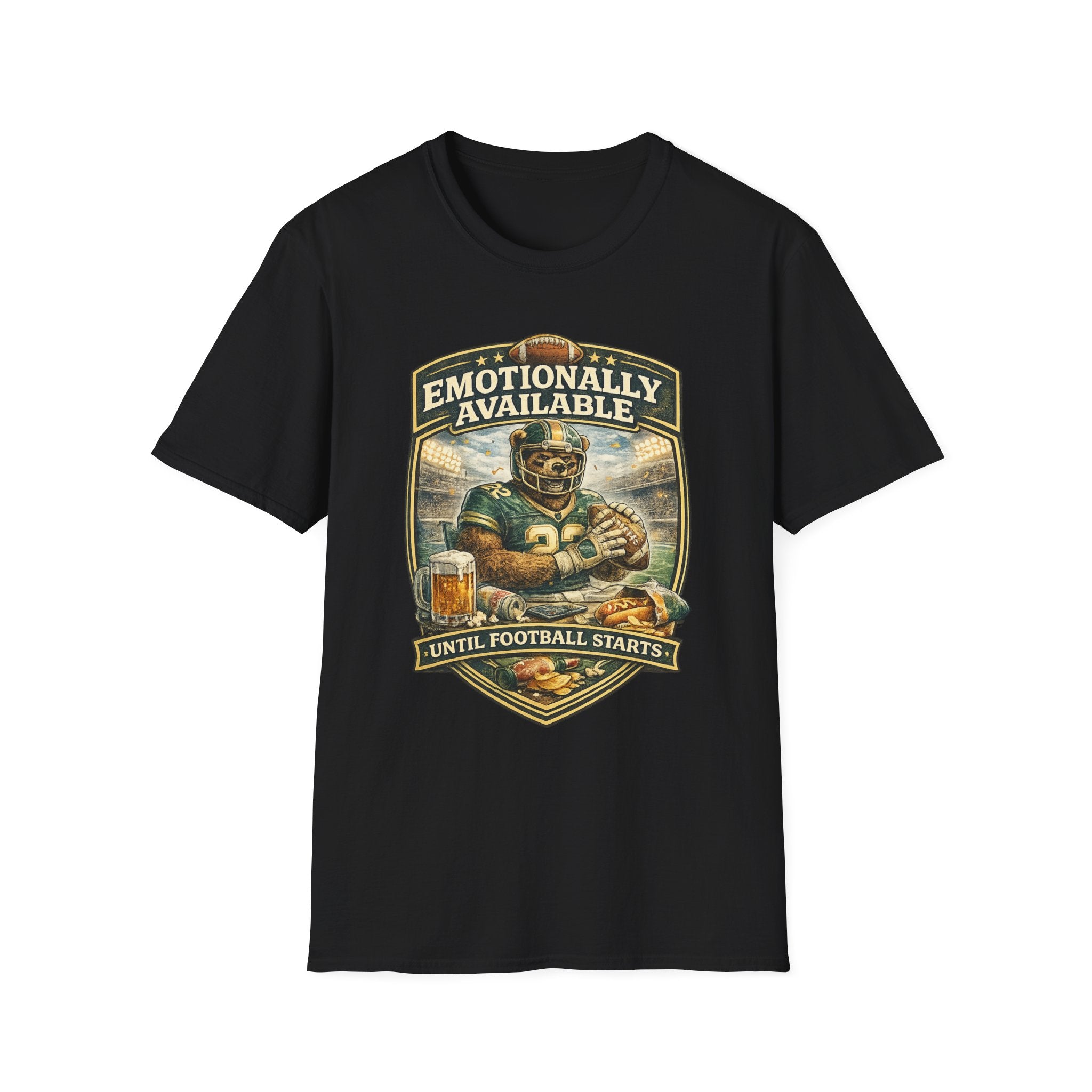 Emotionally Available Until Football Starts T-Shirt — Funny Football Fan Tee