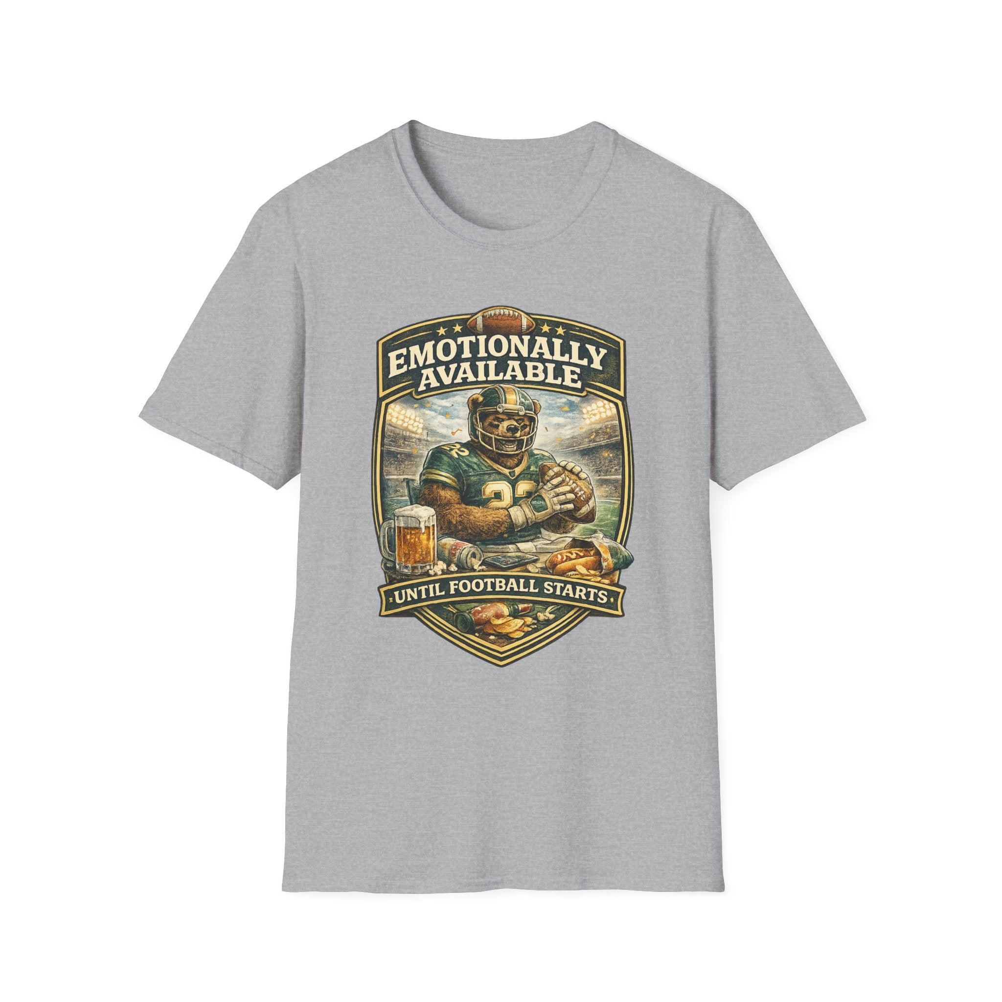 Emotionally Available Until Football Starts T-Shirt — Funny Football Fan Tee