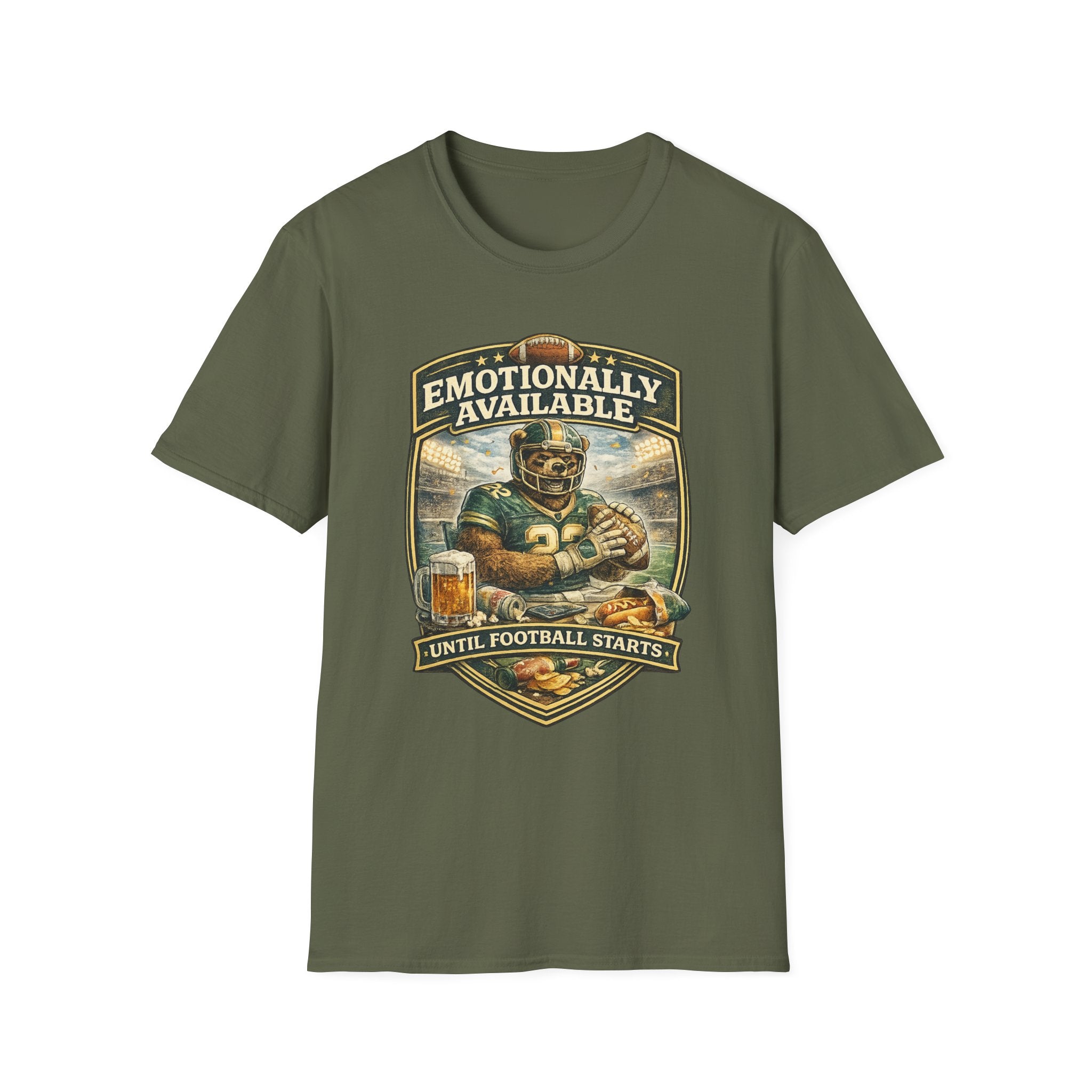 Emotionally Available Until Football Starts T-Shirt — Funny Football Fan Tee