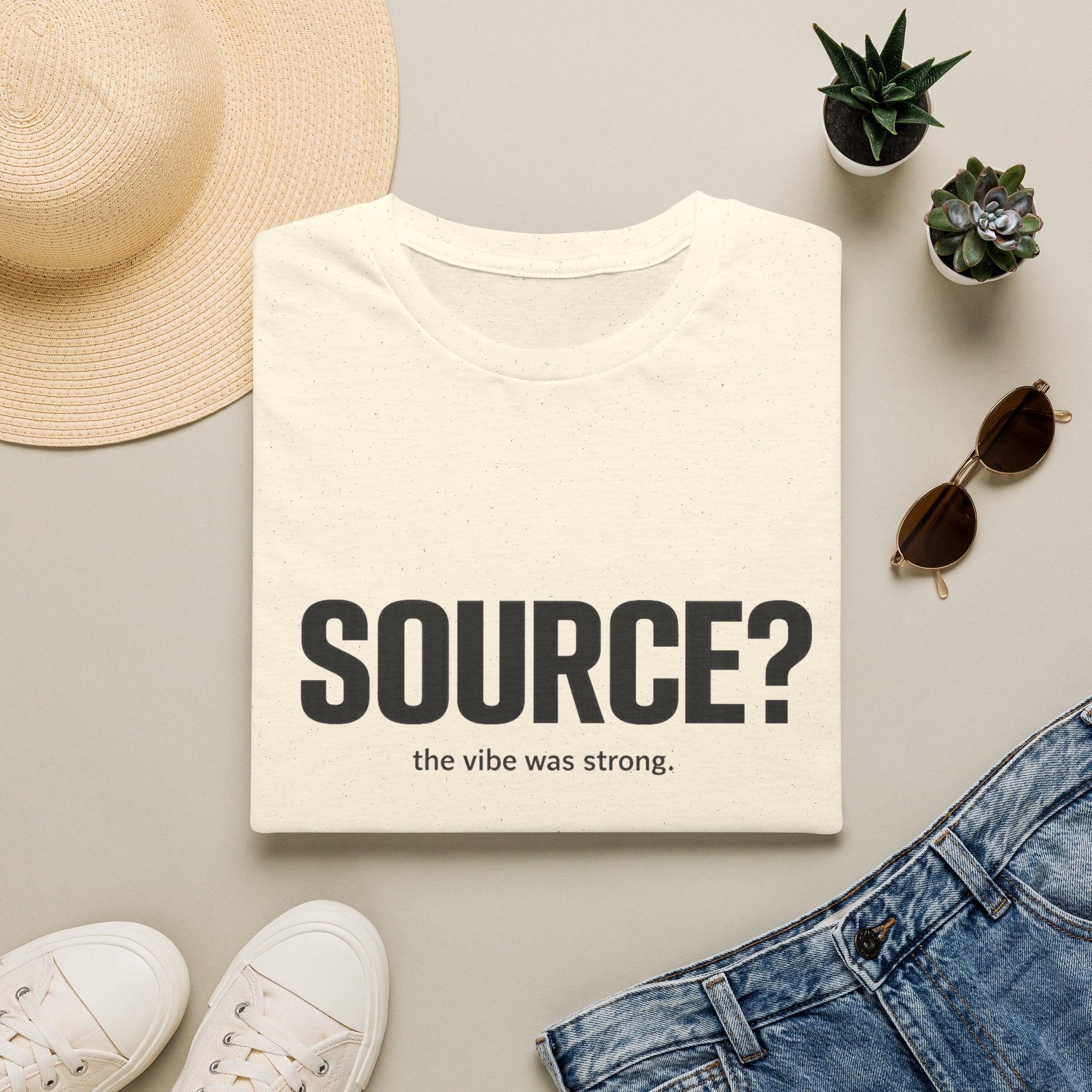 SOURCE? T-Shirt — "the vibe was strong" Minimalist Graphic Tee