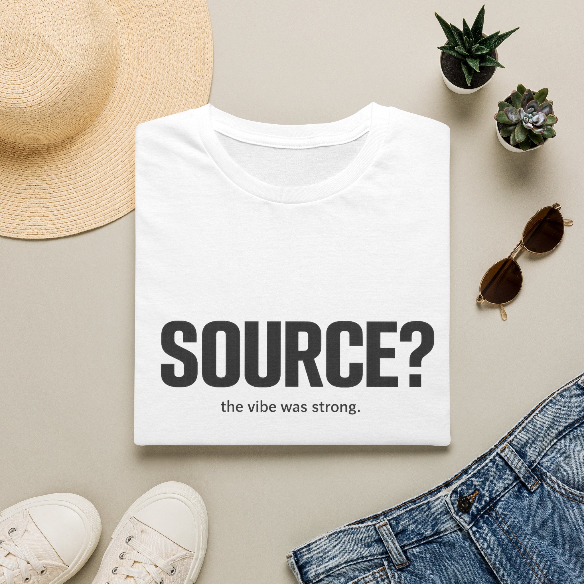 SOURCE? T-Shirt — "the vibe was strong" Minimalist Graphic Tee